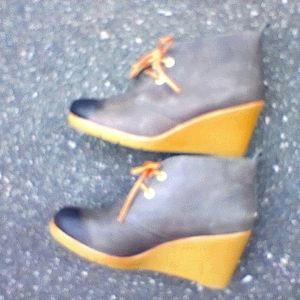 SPERRY Harlow Burnished Leather Wedge Bootie (EUC)